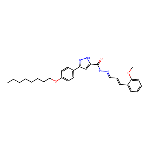 N'-(3-(2-Meo-PH)2-propenylidene)-3-(4-(octyloxy)PH)-1H-pyrazole-5-carbohydrazide structure