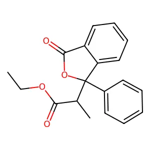 Ethyl 2-(3-oxo-1-phenyl-1,3-dihydro-2-benzofuran-1-yl)propanoate structure