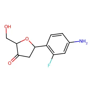 (2R,5R)-5-(4-amino-2-fluorophenyl)-2-(hydroxymethyl)oxolan-3-one structure