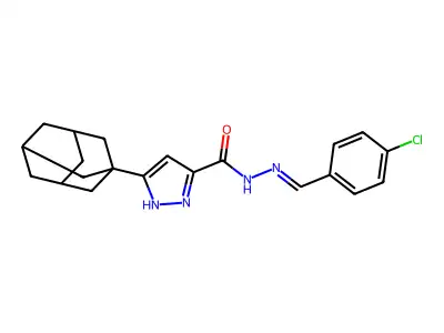 5-(1-adamantyl)-N-[(E)-(4-chlorophenyl)methylideneamino]-1H-pyrazole-3-carboxamide structure