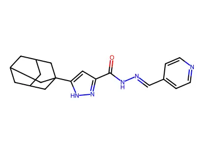 5-(1-adamantyl)-N-[(E)-pyridin-4-ylmethylideneamino]-1H-pyrazole-3-carboxamide structure