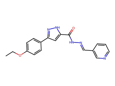 (E)-3-(4-ethoxyphenyl)-N'-(pyridin-3-ylmethylene)-1H-pyrazole-5-carbohydrazide structure