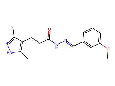 3-(3,5-dimethyl-1H-pyrazol-4-yl)-N'-[(E)-(3-methoxyphenyl)methylidene]propanehydrazide structure