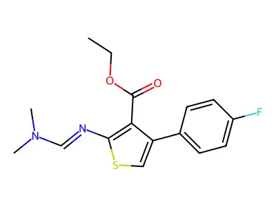 ethyl 2-(dimethylaminomethylideneamino)-4-(4-fluorophenyl)thiophene-3-carboxylate structure