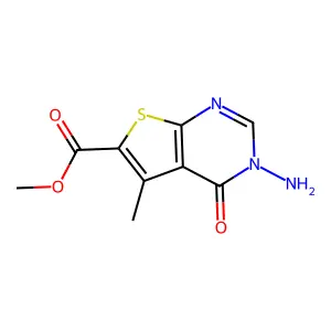 Methyl 3-amino-5-methyl-4-oxo-3,4-dihydrothieno[2,3-d]pyrimidine-6-carboxylate structure