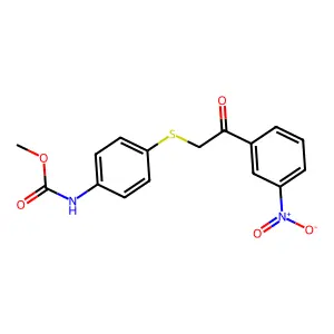Methyl (4-((2-(3-nitrophenyl)-2-oxoethyl)thio)phenyl)carbamate structure