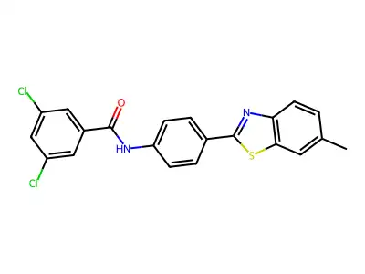 3,5-dichloro-N-[4-(6-methyl-1,3-benzothiazol-2-yl)phenyl]benzamide structure