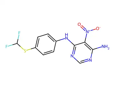 4-N-[4-(difluoromethylsulfanyl)phenyl]-5-nitropyrimidine-4,6-diamine structure