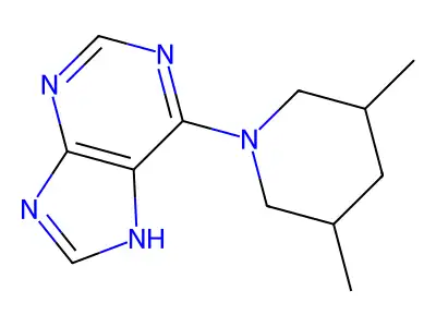 6-(3,5-dimethylpiperidin-1-yl)-9H-purine structure