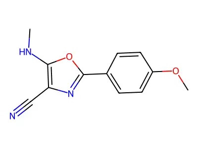 2-(4-Methoxyphenyl)-5-(methylamino)-1,3-oxazole-4-carbonitrile structure