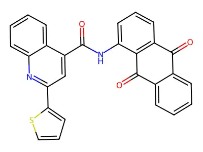 N-(9,10-dioxo-9,10-dihydroanthracen-1-yl)-2-(thiophen-2-yl)quinoline-4-carboxamide structure