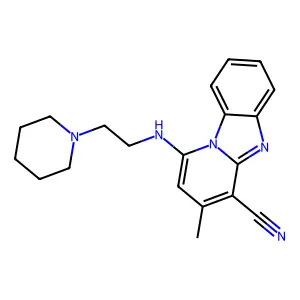 3-Methyl-1-(2-piperidin-1-ylethylamino)pyrido[1,2-a]benzimidazole-4-carbonitrile structure