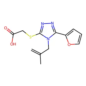 [5-Furan-2-yl-4-(2-methyl-allyl)-4H-[1,2,4]triazol-3-ylsulfanyl]-acetic acid structure