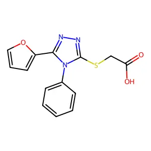 2-{[5-(furan-2-yl)-4-phenyl-4H-1,2,4-triazol-3-yl]sulfanyl}acetic acid structure
