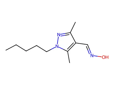 N-[(3,5-dimethyl-1-pentyl-1H-pyrazol-4-yl)methylidene]hydroxylamine structure