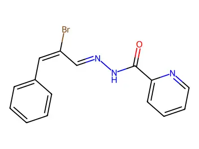 N-[(E)-[(E)-2-bromo-3-phenylprop-2-enylidene]amino]pyridine-2-carboxamide structure