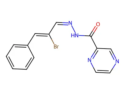 N'-[(1Z,2Z)-2-bromo-3-phenylprop-2-en-1-ylidene]pyrazine-2-carbohydrazide structure
