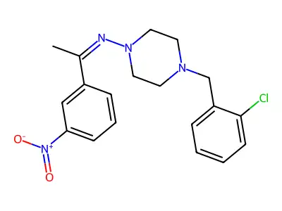 4-(2-chlorobenzyl)-N-[(1Z)-1-(3-nitrophenyl)ethylidene]piperazin-1-amine structure
