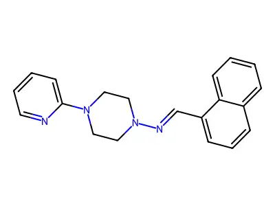 N-[(E)-naphthalen-1-ylmethylidene]-4-(pyridin-2-yl)piperazin-1-amine structure