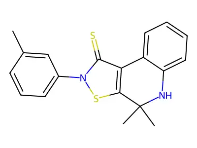 4,4-dimethyl-2-(3-methylphenyl)-5H-[1,2]thiazolo[5,4-c]quinoline-1-thione structure