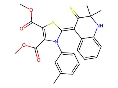 (Z)-dimethyl 2-(2,2-dimethyl-3-thioxo-2,3-dihydroquinolin-4(1H)-ylidene)-3-(m-tolyl)-2,3-dihydrothiazole-4,5-dicarboxylate structure