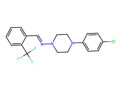 N-[4-(4-chlorophenyl)piperazin-1-yl]-1-[2-(trifluoromethyl)phenyl]methanimine structure