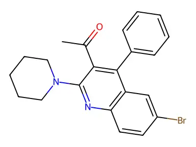 1-(6-Bromo-4-phenyl-2-piperidin-1-ylquinolin-3-yl)ethanone structure