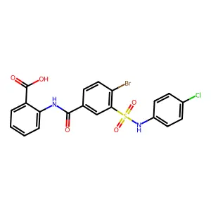 2-{4-Bromo-3-[(4-chlorophenyl)sulfamoyl]benzamido}benzoic acid structure