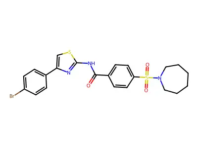 4-(azepan-1-ylsulfonyl)-N-(4-(4-bromophenyl)thiazol-2-yl)benzamide structure