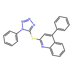4-phenyl-2-[(1-phenyl-1H-1,2,3,4-tetrazol-5-yl)sulfanyl]quinoline structure