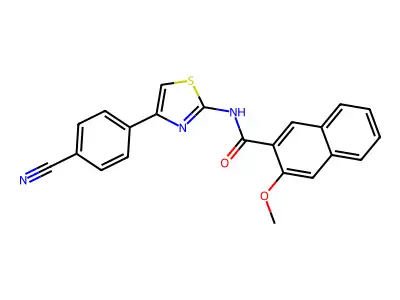 N-[4-(4-cyanophenyl)-1,3-thiazol-2-yl]-3-methoxynaphthalene-2-carboxamide structure
