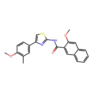 3-methoxy-N-[4-(4-methoxy-3-methylphenyl)-1,3-thiazol-2-yl]naphthalene-2-carboxamide structure