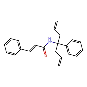 (E)-3-phenyl-N-(4-phenylhepta-1,6-dien-4-yl)prop-2-enamide structure