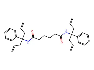 N,N'-bis(4-phenylhepta-1,6-dien-4-yl)hexanediamide structure