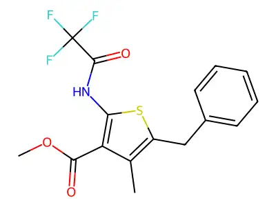 Methyl 5-benzyl-4-methyl-2-[(trifluoroacetyl)amino]thiophene-3-carboxylate structure