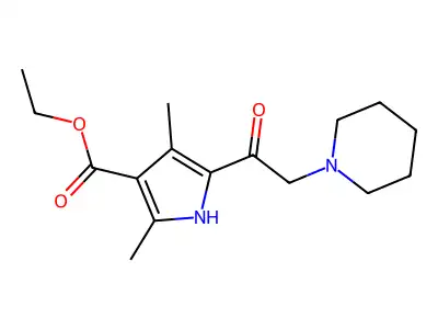 Ethyl 2,4-dimethyl-5-(2-piperidylacetyl)pyrrole-3-carboxylate structure