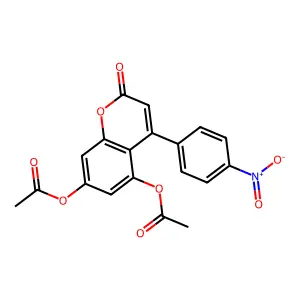 7-(acetyloxy)-4-(4-nitrophenyl)-2-oxo-2H-chromen-5-yl acetate structure