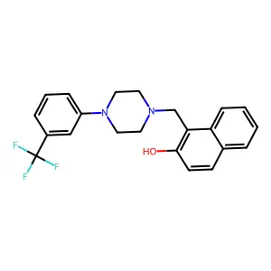 1-((4-(3-(Trifluoromethyl)phenyl)piperazin-1-yl)methyl)naphthalen-2-ol structure