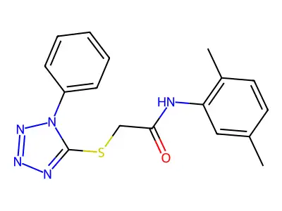 N-(2,5-dimethylphenyl)-2-[(1-phenyl-1H-1,2,3,4-tetrazol-5-yl)sulfanyl]acetamide structure