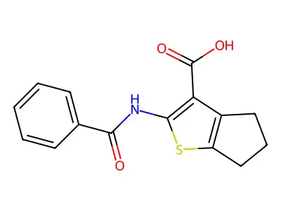 2-benzamido-5,6-dihydro-4H-cyclopenta[b]thiophene-3-carboxylic acid structure
