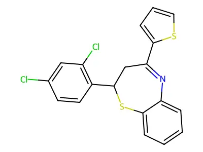 2-(2,4-Dichlorophenyl)-4-(thiophen-2-yl)-2,3-dihydrobenzo[b][1,4]thiazepine structure