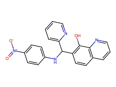 7-{[(4-Nitrophenyl)amino](pyridin-2-yl)methyl}quinolin-8-ol structure