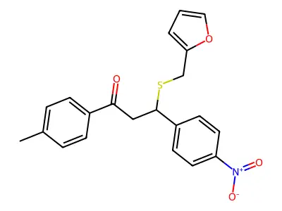 3-((Furan-2-ylmethyl)thio)-3-(4-nitrophenyl)-1-(p-tolyl)propan-1-one structure