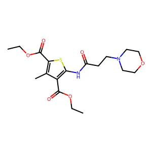 diethyl 3-methyl-5-{[3-(4-morpholinyl)propanoyl]amino}-2,4-thiophenedicarboxylate structure