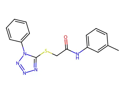 N-(3-methylphenyl)-2-[(1-phenyl-1H-1,2,3,4-tetrazol-5-yl)sulfanyl]acetamide structure