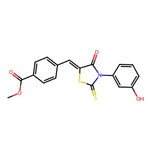 (Z)-methyl 4-((3-(3-hydroxyphenyl)-4-oxo-2-thioxothiazolidin-5-ylidene)methyl)benzoate structure