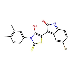 (Z)-5-(5-bromo-2-oxoindolin-3-ylidene)-3-(3,4-dimethylphenyl)-2-thioxothiazolidin-4-one structure