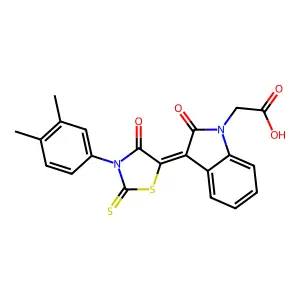 {(3Z)-3-[3-(3,4-dimethylphenyl)-4-oxo-2-thioxo-1,3-thiazolidin-5-ylidene]-2-oxo-2,3-dihydro-1H-indol-1-yl}acetic acid structure