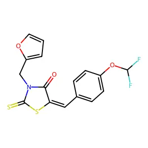 (5Z)-5-[[4-(difluoromethoxy)phenyl]methylidene]-3-(furan-2-ylmethyl)-2-sulfanylidene-1,3-thiazolidin-4-one structure