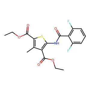 Diethyl 5-(2,6-difluorobenzamido)-3-methylthiophene-2,4-dicarboxylate structure
